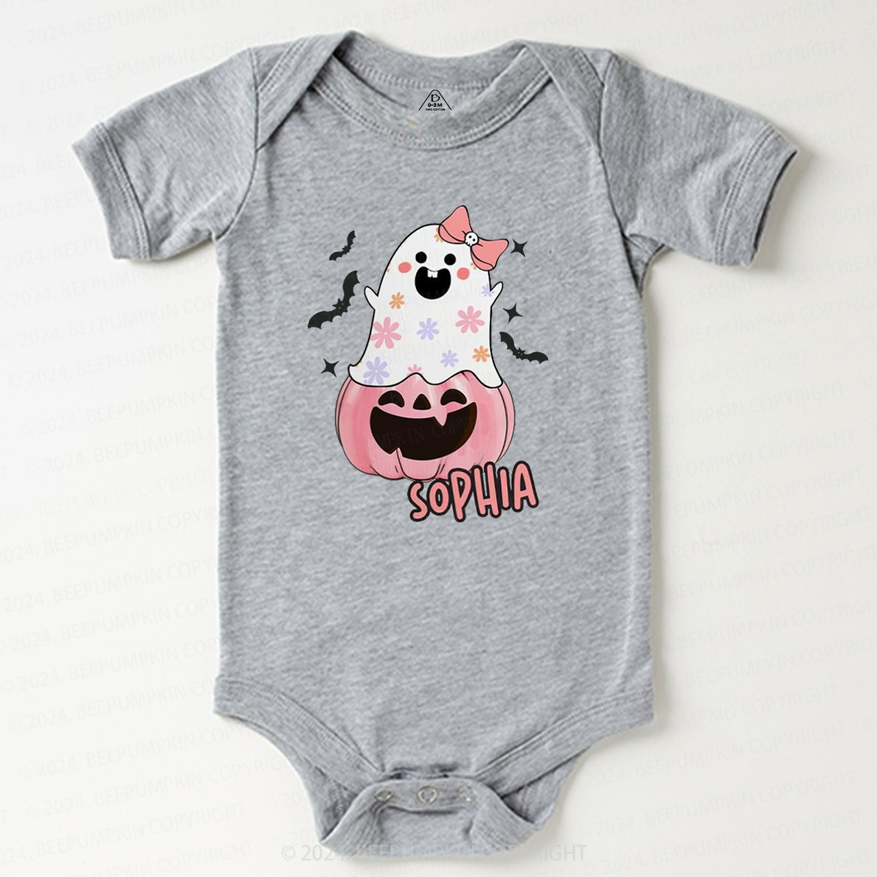Personalized Halloween Pink Ghost Baby Bodysuits 
