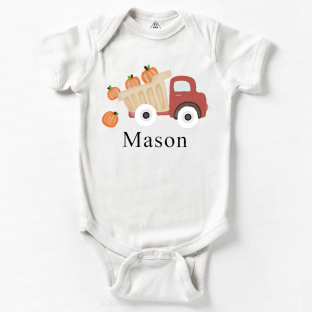 Personalized Pumpkin Truck Baby Bodysuits 