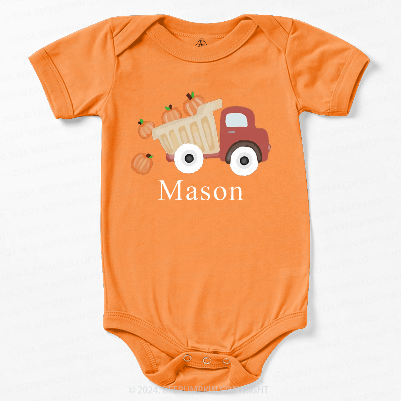 Personalized Pumpkin Truck Baby Bodysuits 
