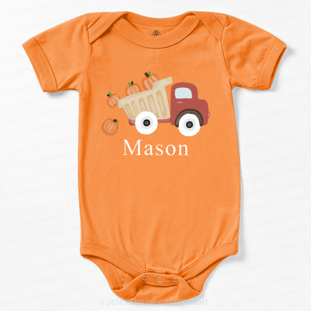 Personalized Pumpkin Truck Baby Bodysuits 