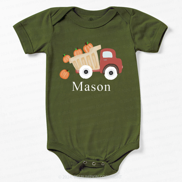 Personalized Pumpkin Truck Baby Bodysuits 