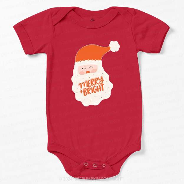 Merry & Bright Santa Christmas Baby Bodysuit