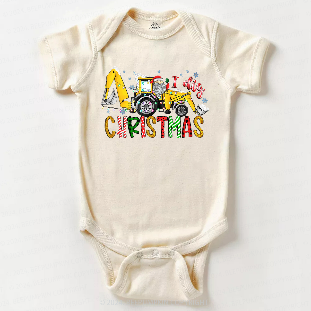  Excavator I Dig Christmas Claus Baby Bodysuit