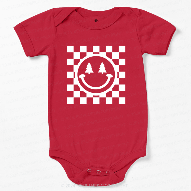 Christmas Green Smiley Tree Baby Bodysuit