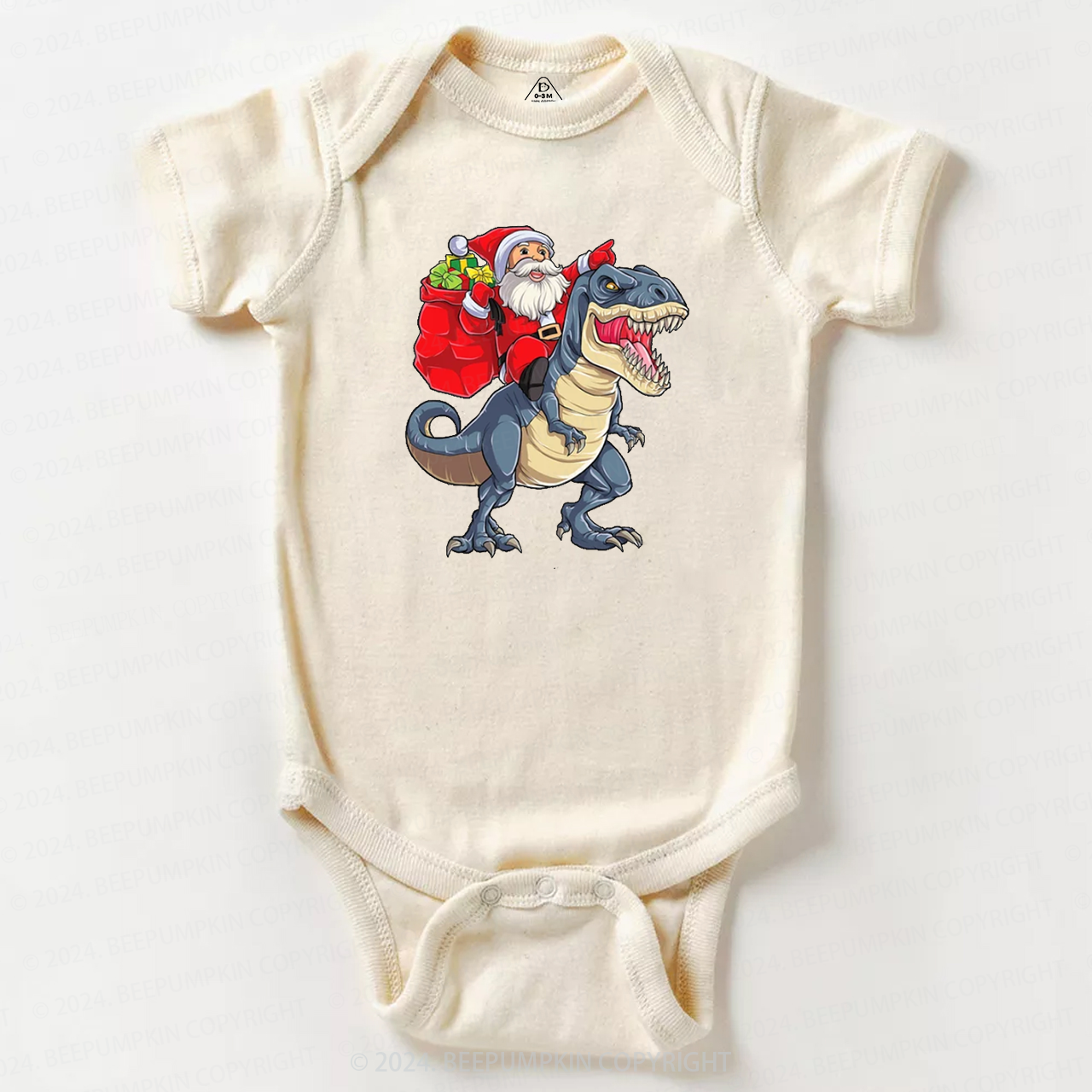 Santa Riding Dinosaur Baby Bodysuit