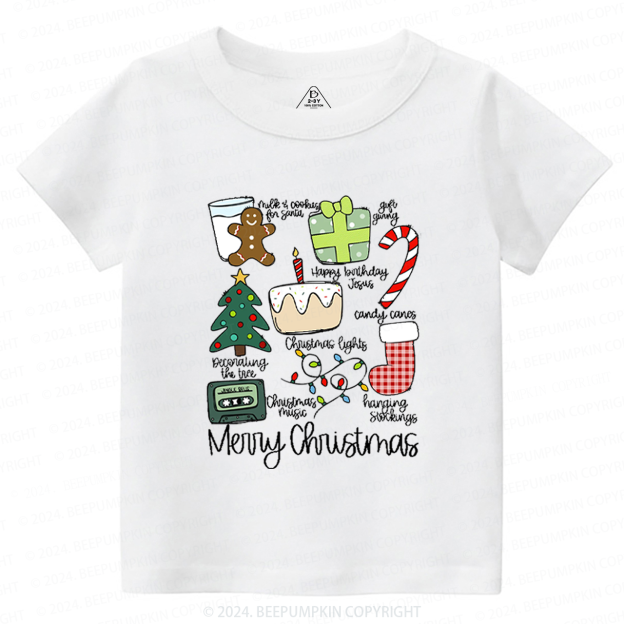 Merry Christmas Retro Holiday Toddler&Kids Tees 