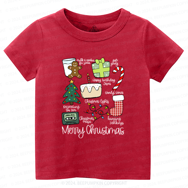 Merry Christmas Retro Holiday Toddler&Kids Tees 