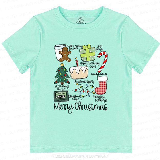Merry Christmas Retro Holiday Toddler&Kids Tees 
