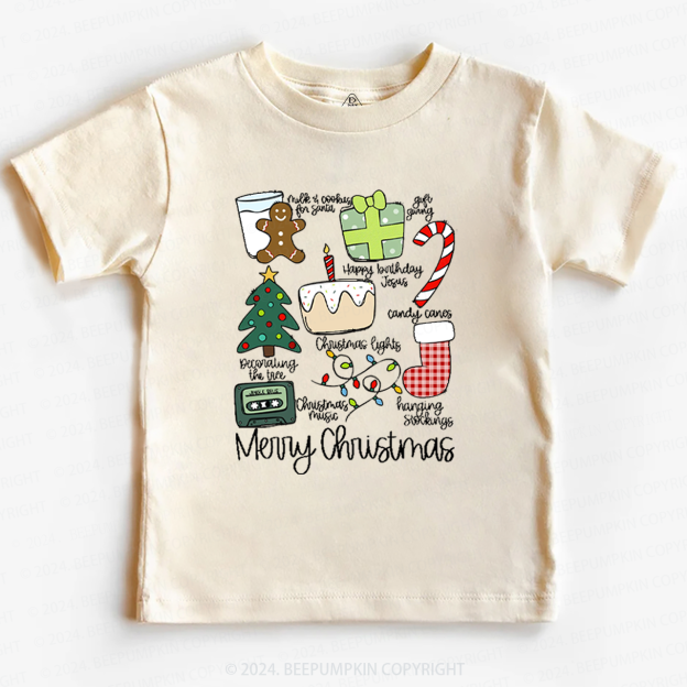 Merry Christmas Retro Holiday Toddler&Kids Tees 