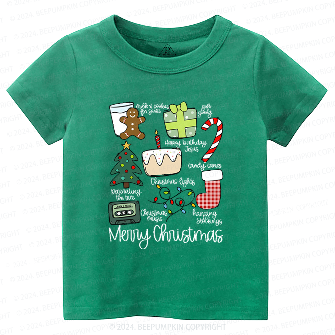 Merry Christmas Retro Holiday Toddler&Kids Tees 