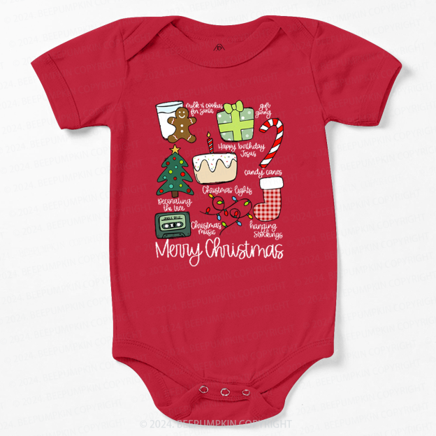 Merry Christmas Retro Holiday Baby Bodysuit