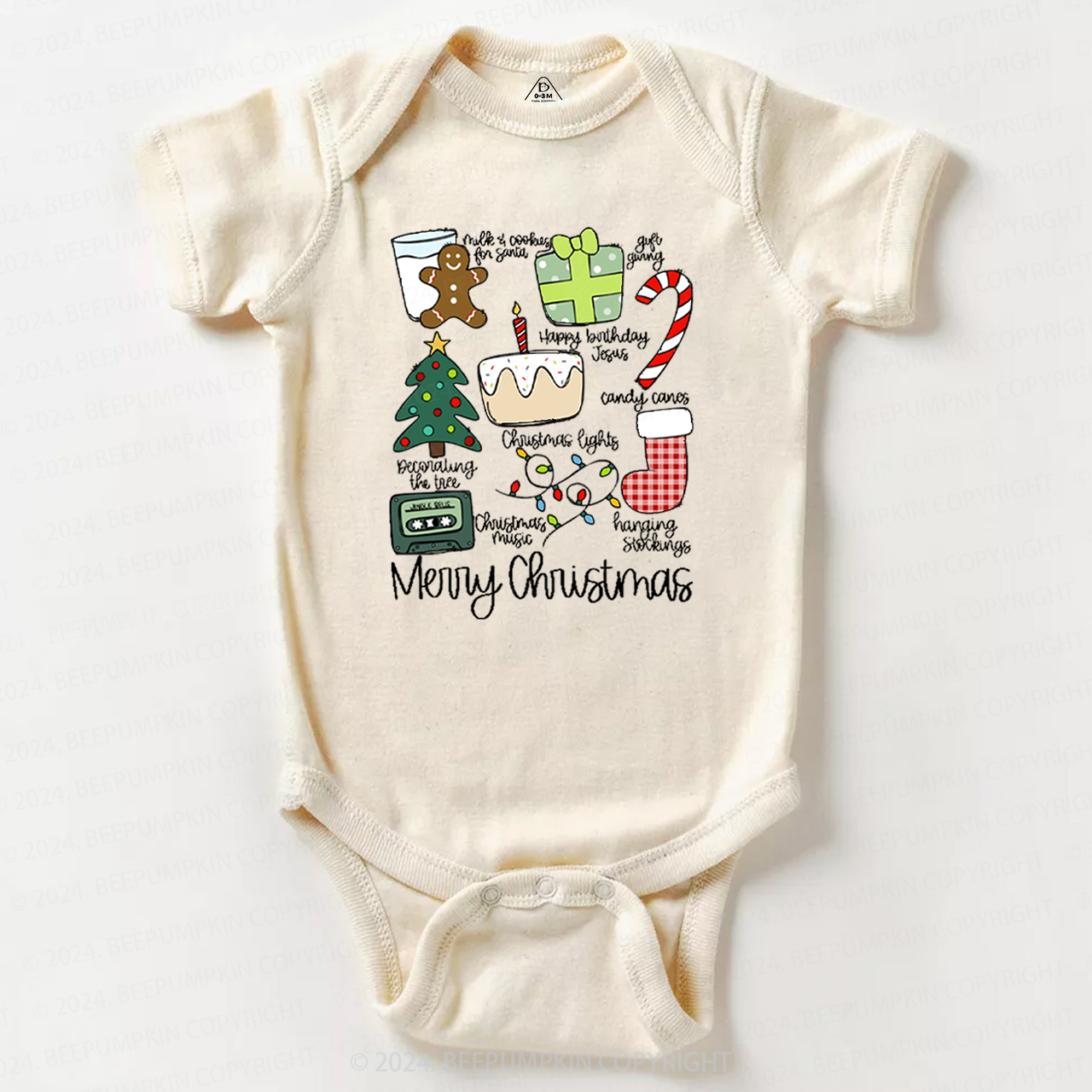 Merry Christmas Retro Holiday Baby Bodysuit