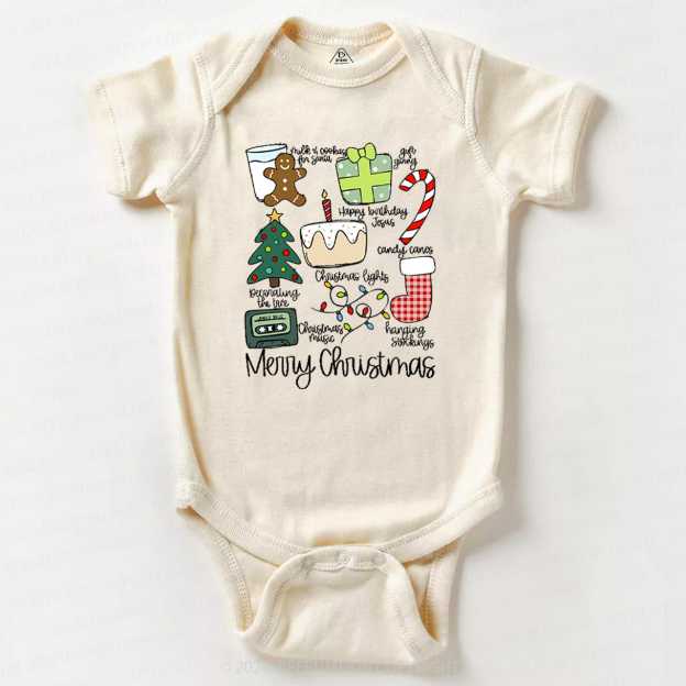 Merry Christmas Retro Holiday Baby Bodysuit