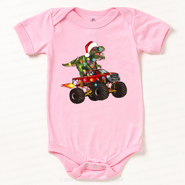 Fire Truck Dinosaur Christmas Baby Bodysuit