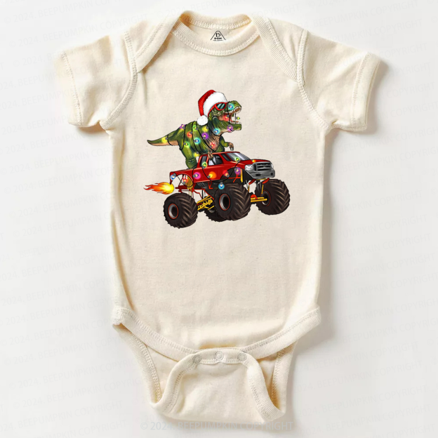 Fire Truck Dinosaur Christmas Baby Bodysuit