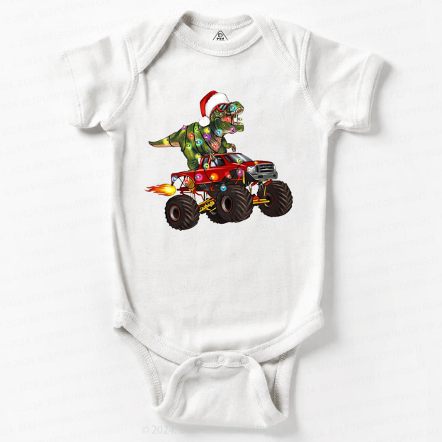 Fire Truck Dinosaur Christmas Baby Bodysuit