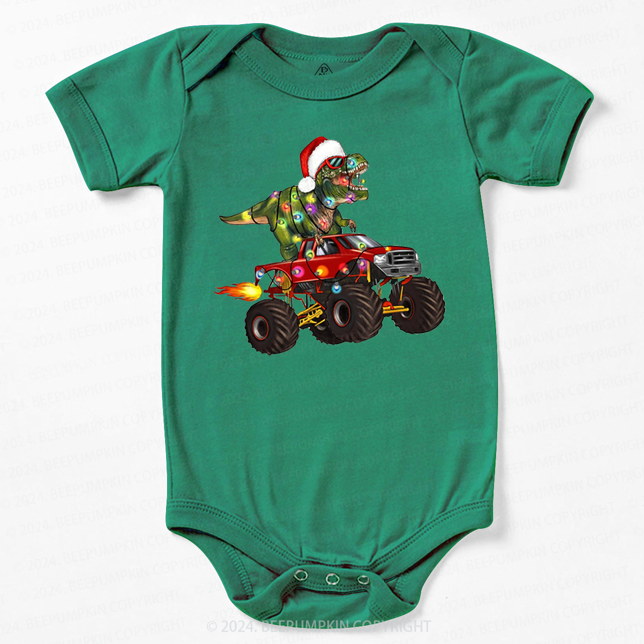Fire Truck Dinosaur Christmas Baby Bodysuit