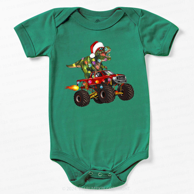 Fire Truck Dinosaur Christmas Baby Bodysuit