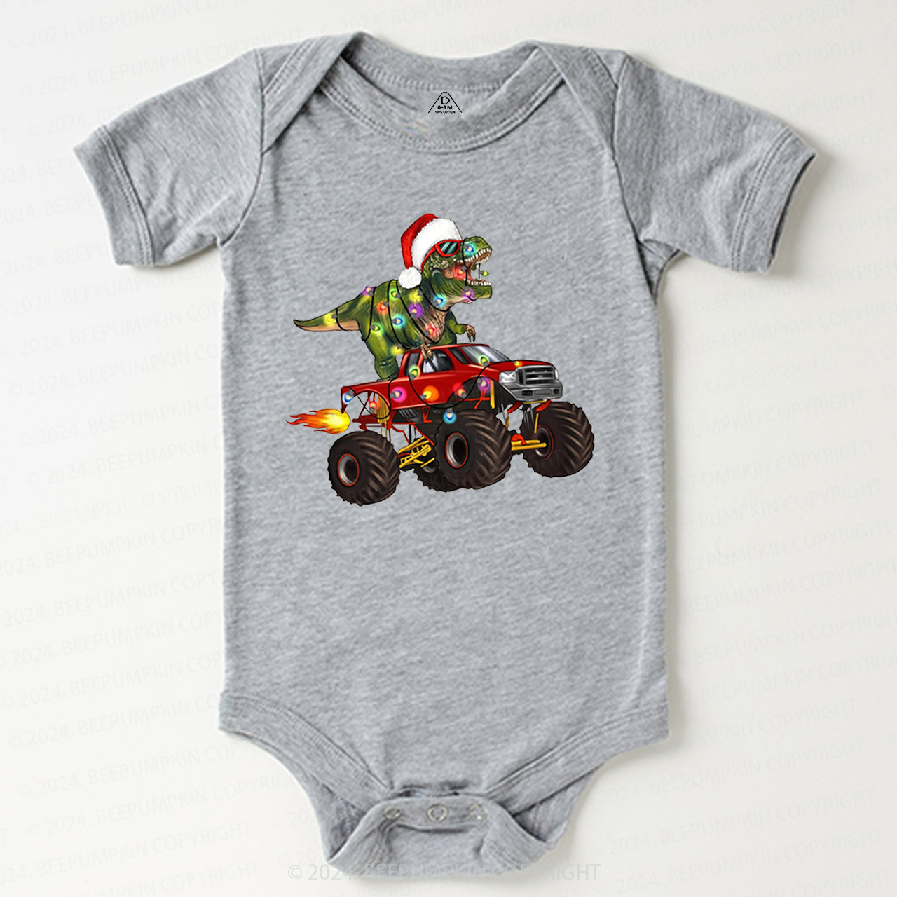 Fire Truck Dinosaur Christmas Baby Bodysuit