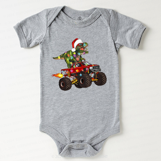 Fire Truck Dinosaur Christmas Baby Bodysuit