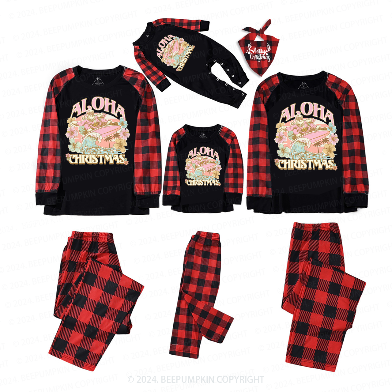 Funny Santa Hawaiian Christmas Family Matching Pajamas