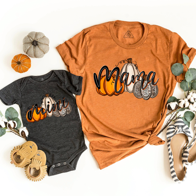 Mama Pumpkin And Mini Pumpkin Mom&Me Matching Shirt