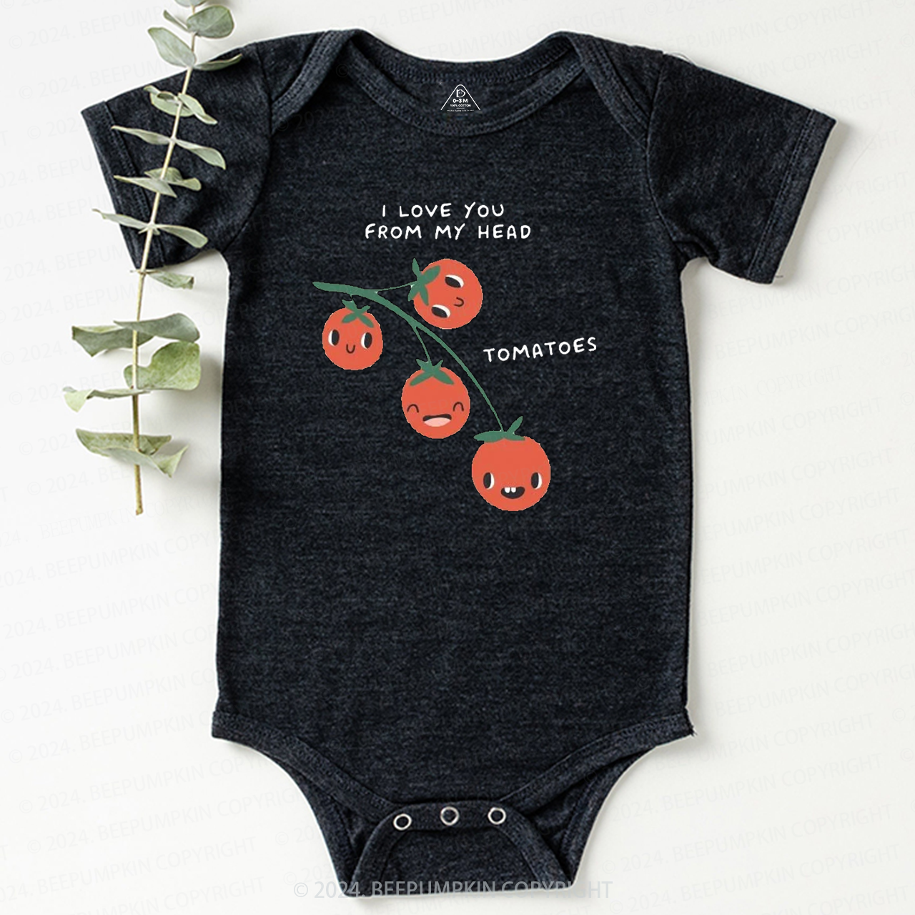 I Love You From Head Funny Tomato Pun Baby Bodysuit 7