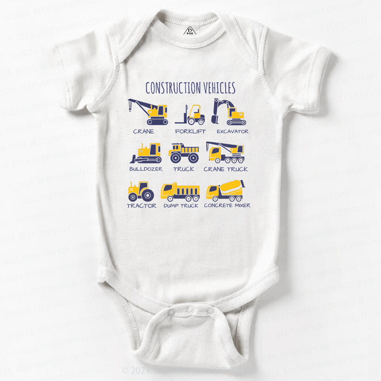 Various Types Of Trucks Baby Bodysuit 