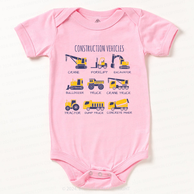 Various Types Of Trucks Baby Bodysuit 