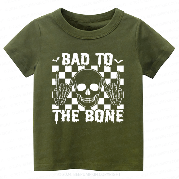 Skull Halloween Shirt-Bad To The Bone Toddler&Kids Tees 