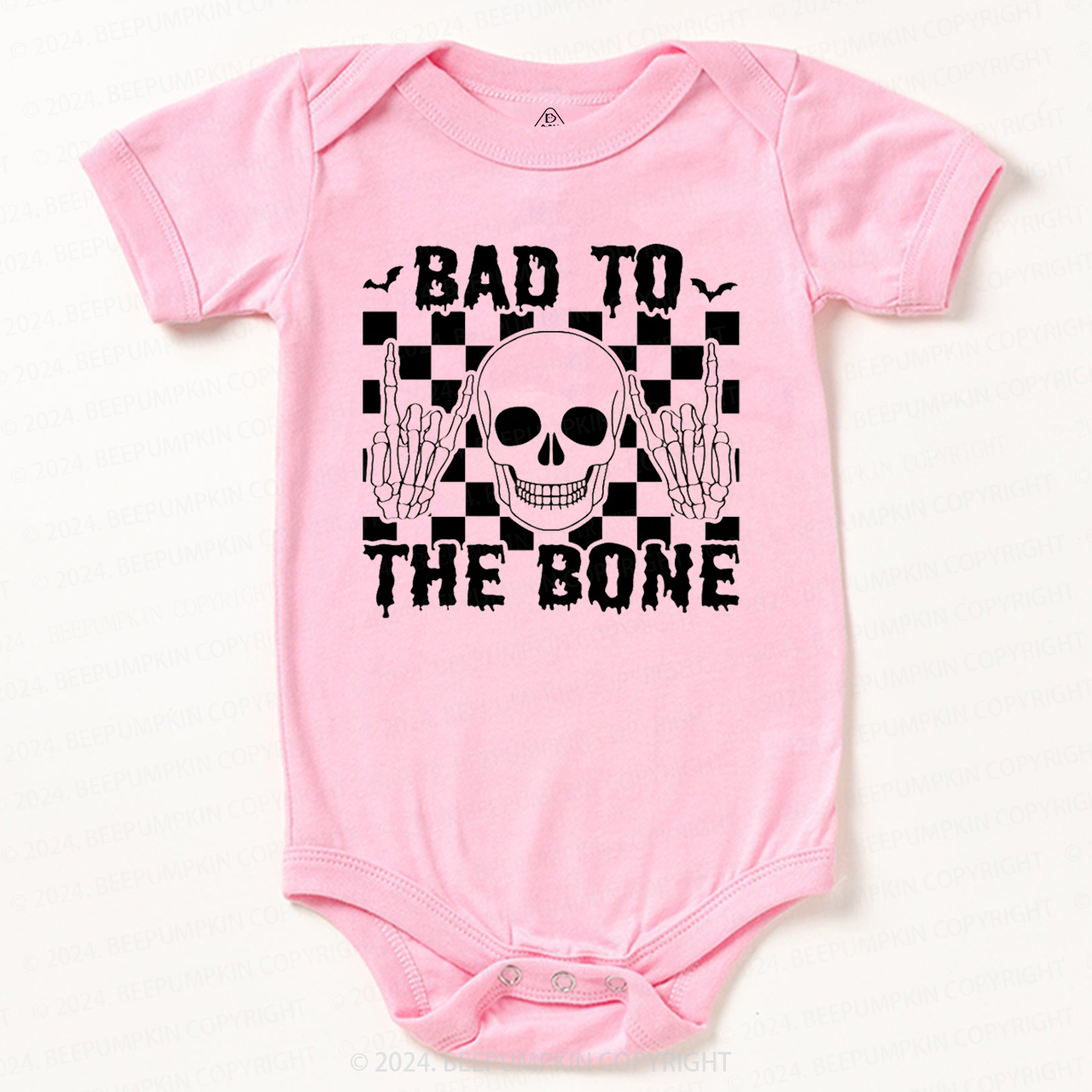 Skull Halloween Shirt-Bad To The Bone Baby Bodysuits 