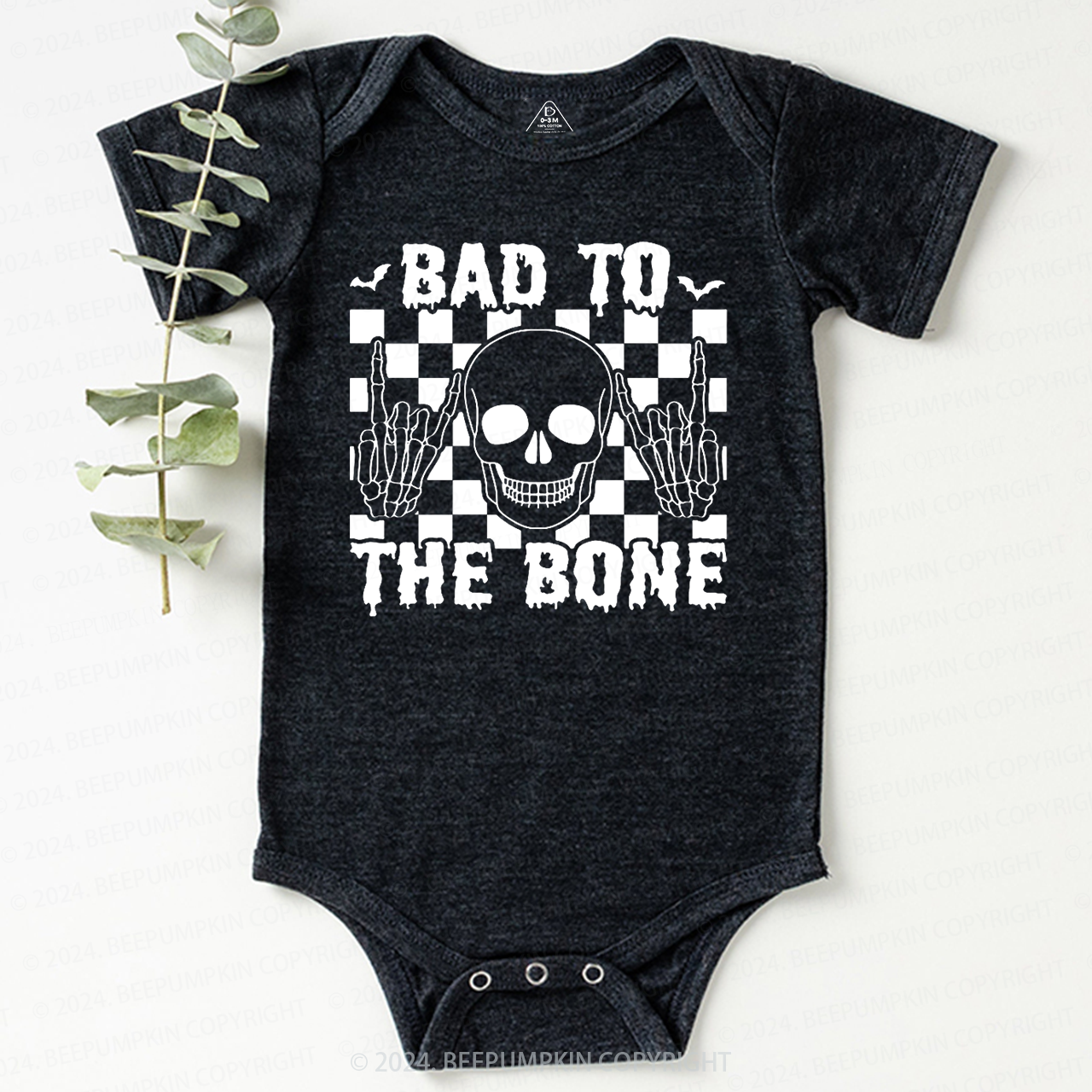 Skull Halloween Shirt-Bad To The Bone Baby Bodysuits 