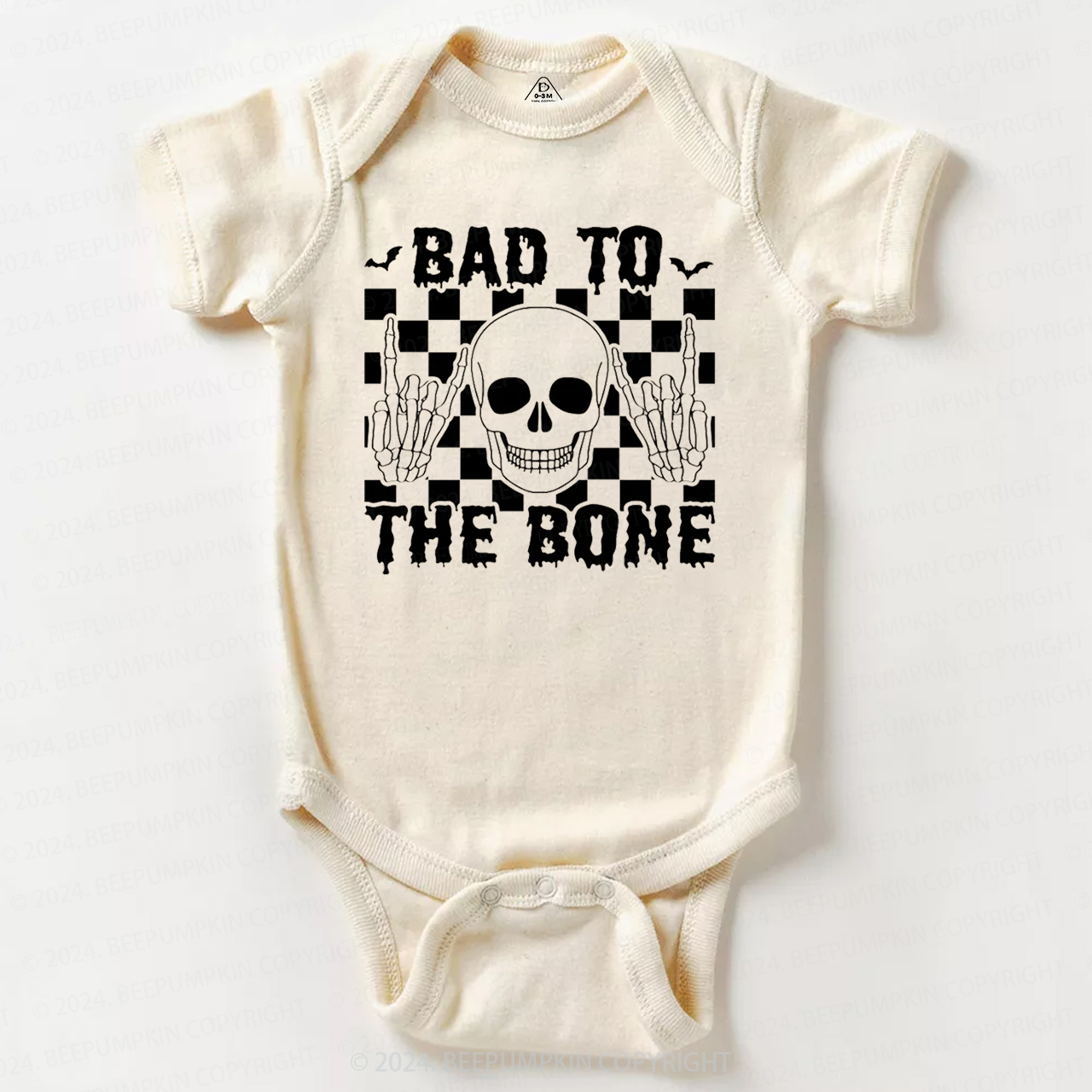 Skull Halloween Shirt-Bad To The Bone Baby Bodysuits 