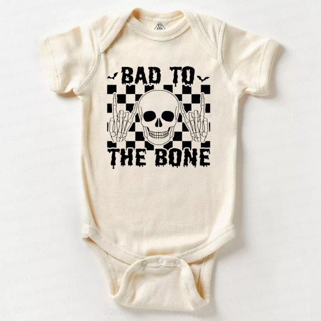 Skull Halloween Shirt-Bad To The Bone Baby Bodysuits 