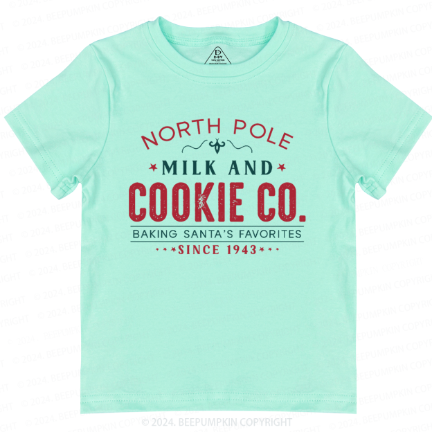 North Pole Milk And Cookie Company Christmas Toddler&Kids Tees 