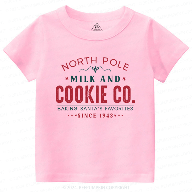 North Pole Milk And Cookie Company Christmas Toddler&Kids Tees 