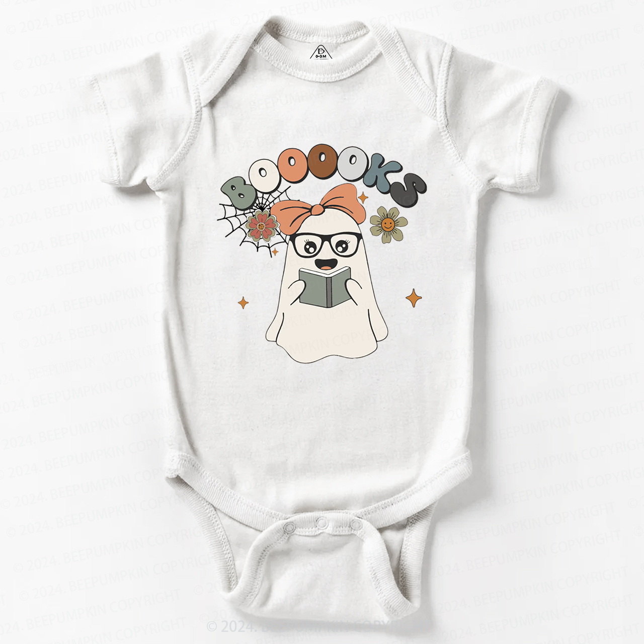 Girl Boooks Cute Ghost Halloween Tee Bodysuit For Baby