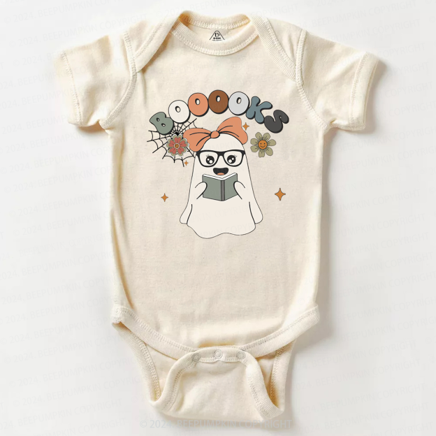 Girl Boooks Cute Ghost Halloween Tee Bodysuit For Baby