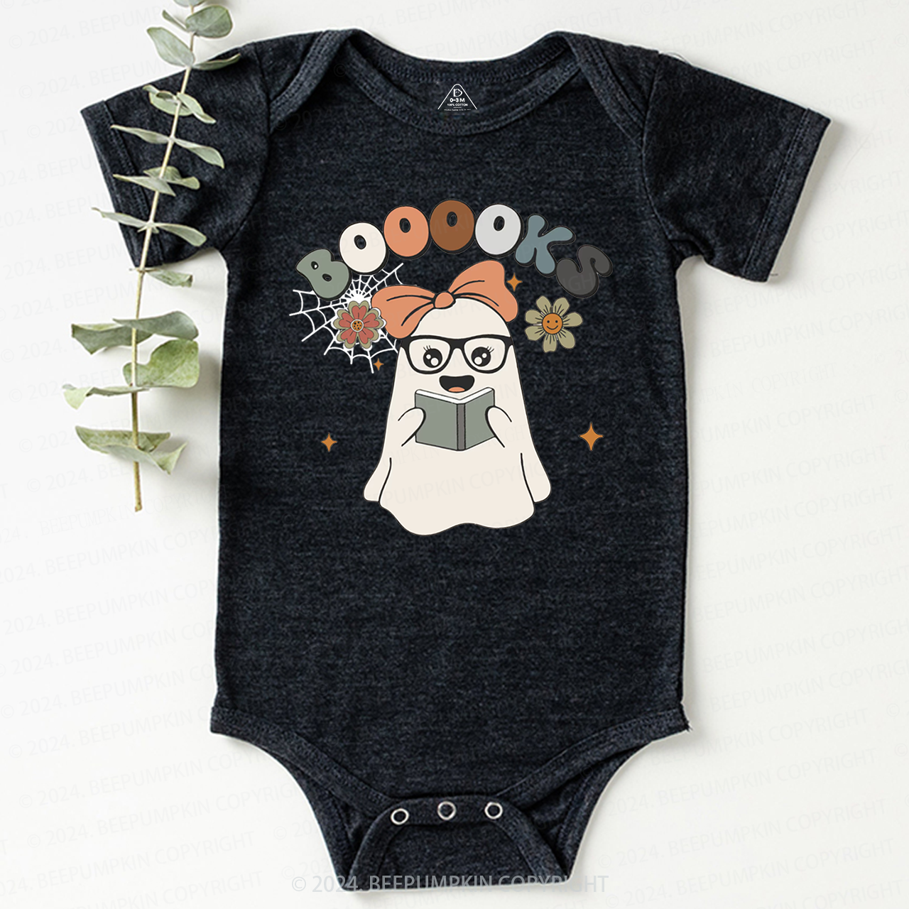 Girl Boooks Cute Ghost Halloween Tee Bodysuit For Baby