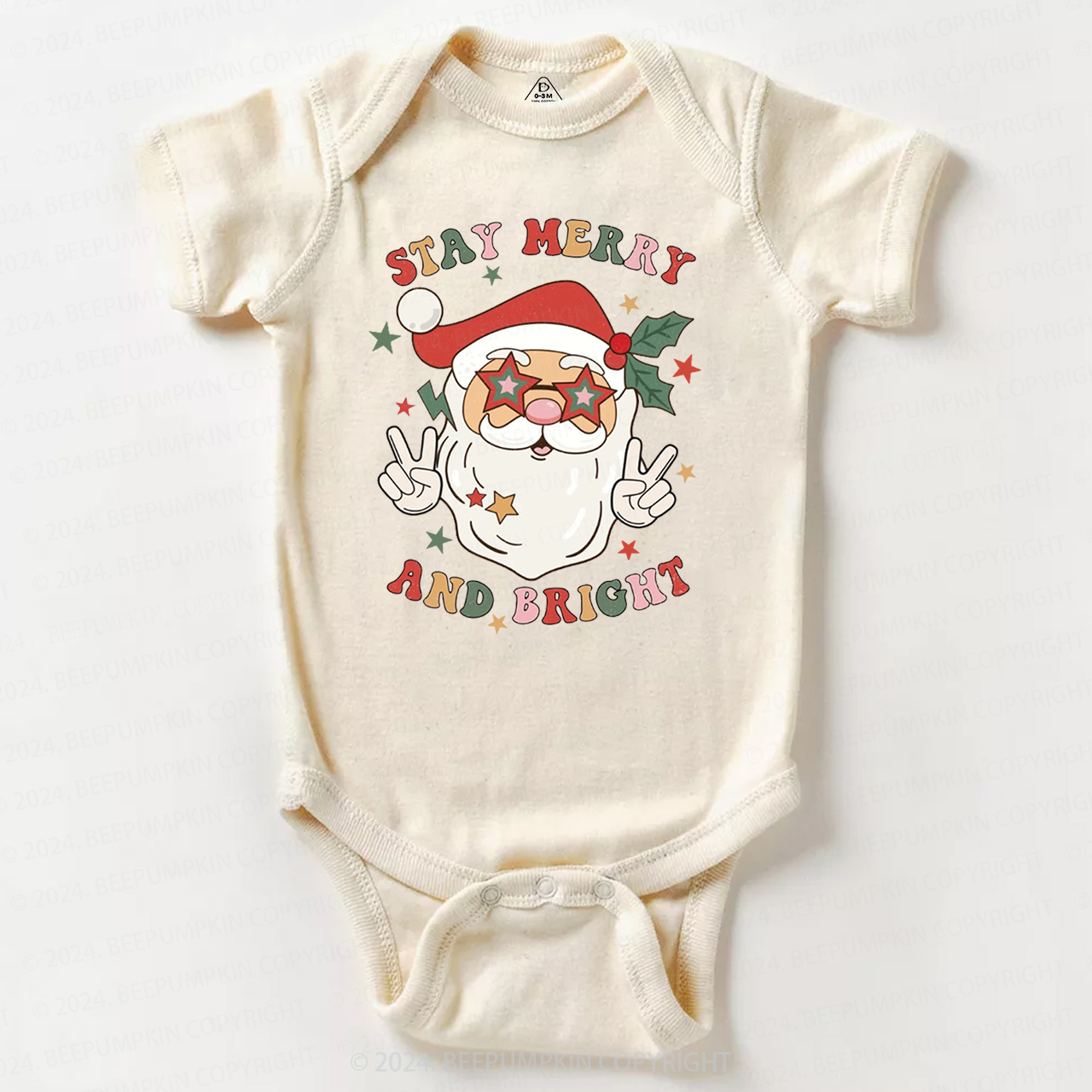 Stay Merry And Bright Santa Christmas Baby Bodysuit