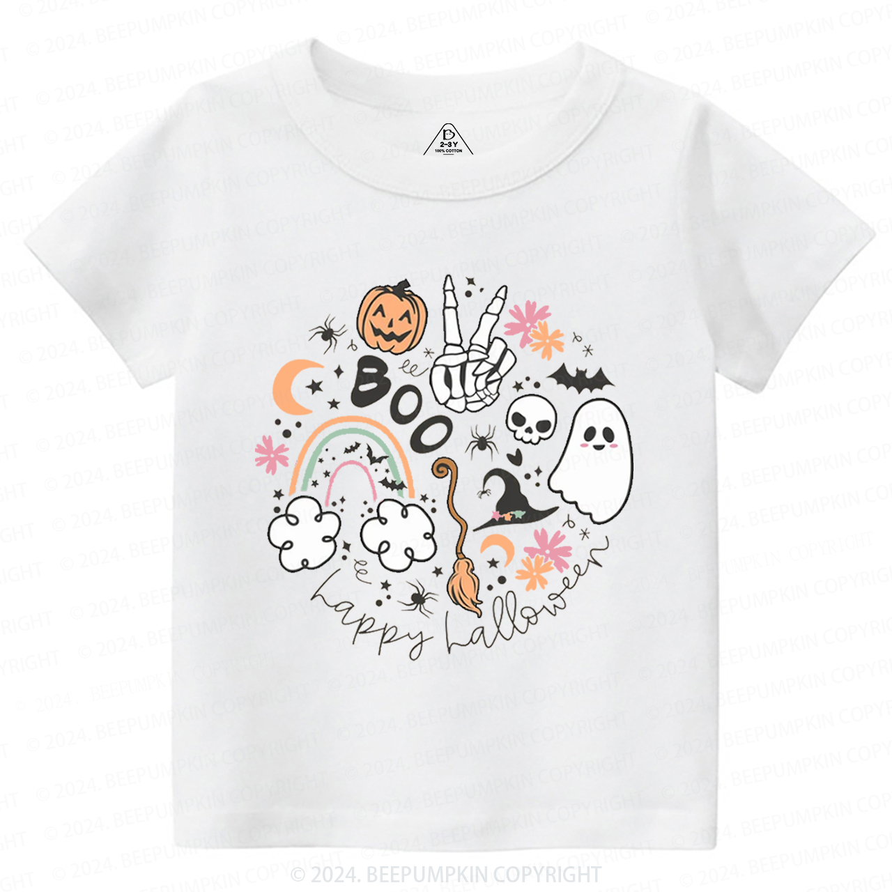 Happy Halloween Boo Groovy Skeleton Toddler&Kids Tees 