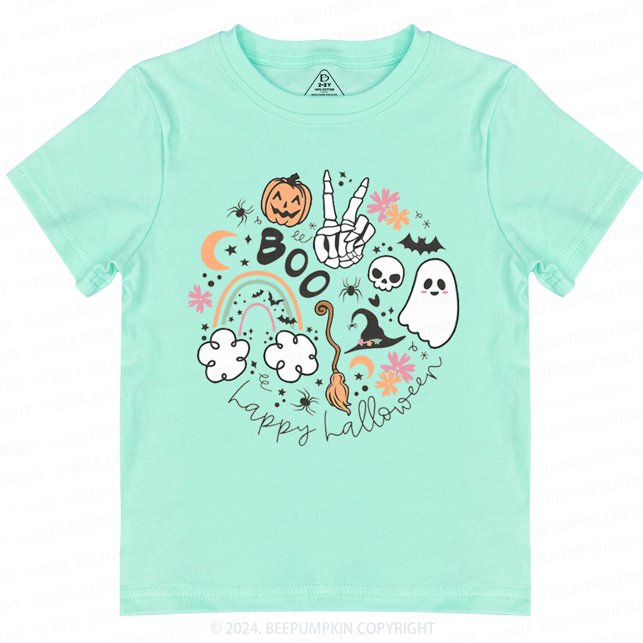 Happy Halloween Boo Groovy Skeleton Toddler&Kids Tees 