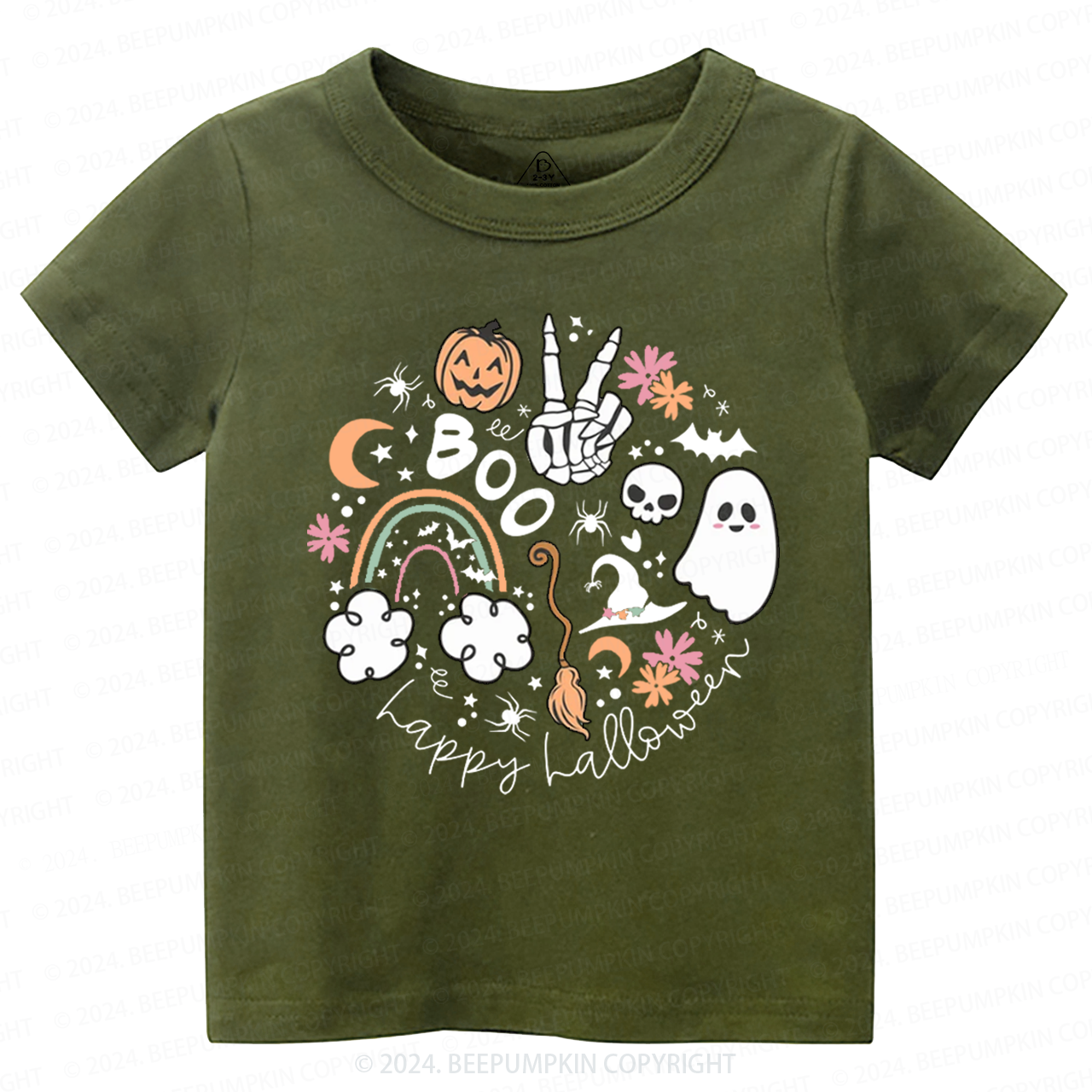 Happy Halloween Boo Groovy Skeleton Toddler&Kids Tees 
