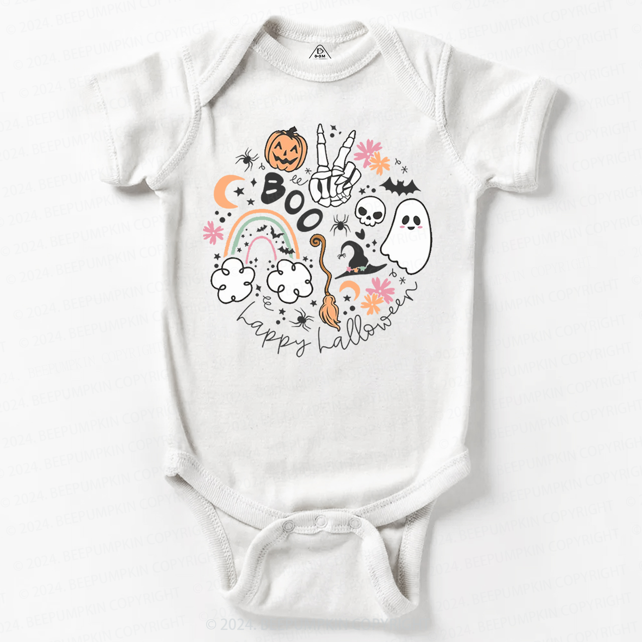 Happy Halloween Boo Groovy Skeleton Bodysuit For Baby