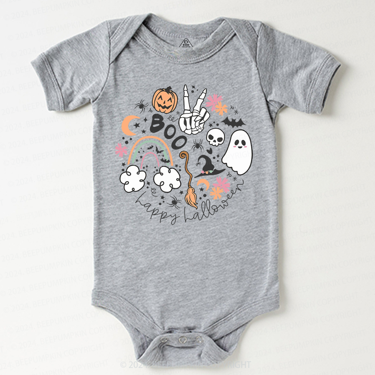 Happy Halloween Boo Groovy Skeleton Bodysuit For Baby