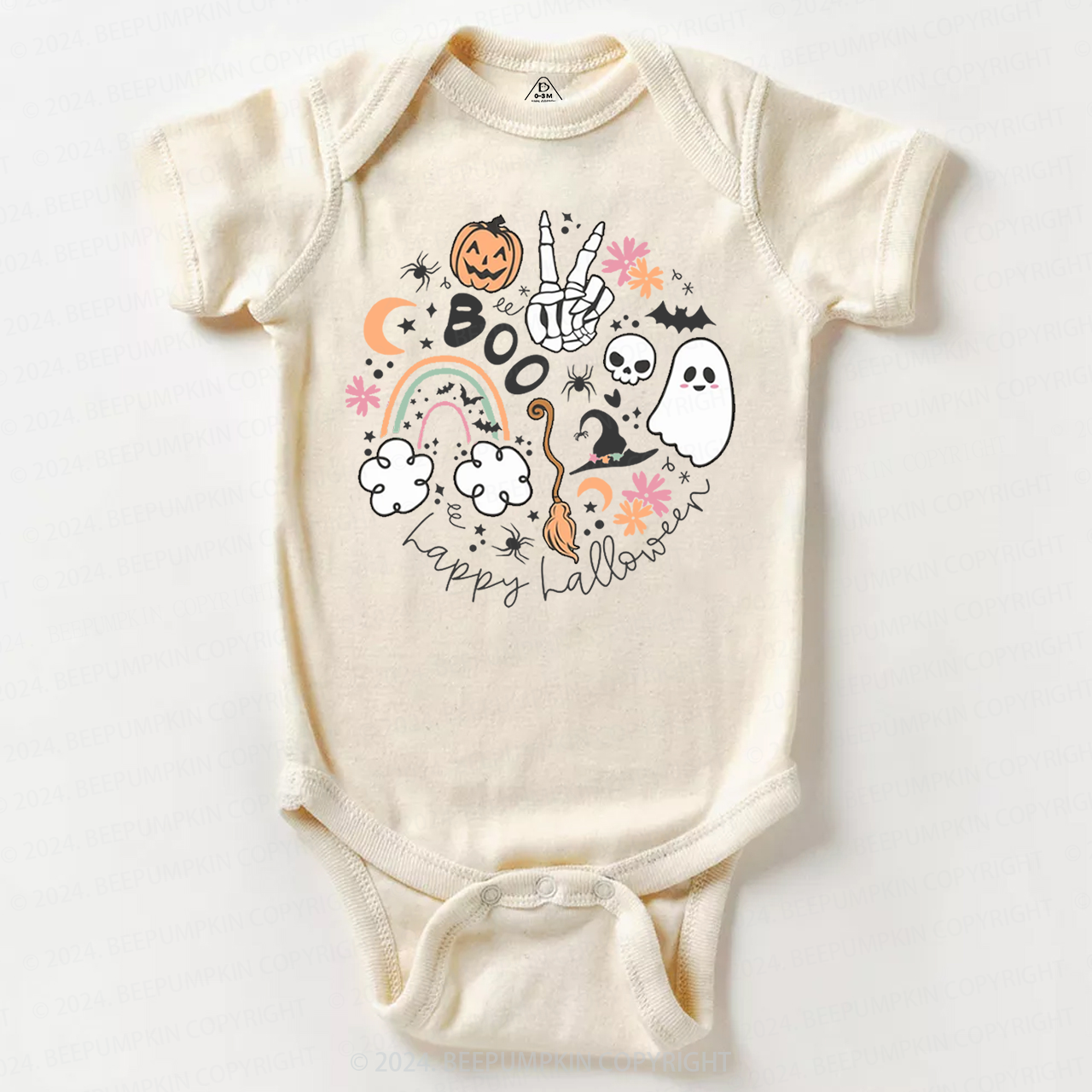 Happy Halloween Boo Groovy Skeleton Bodysuit For Baby