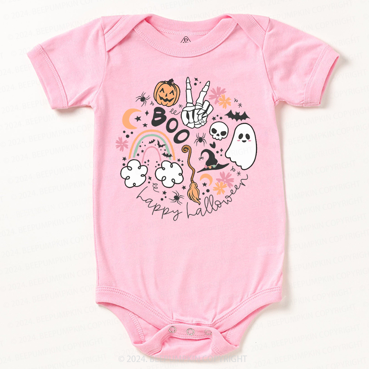 Happy Halloween Boo Groovy Skeleton Bodysuit For Baby