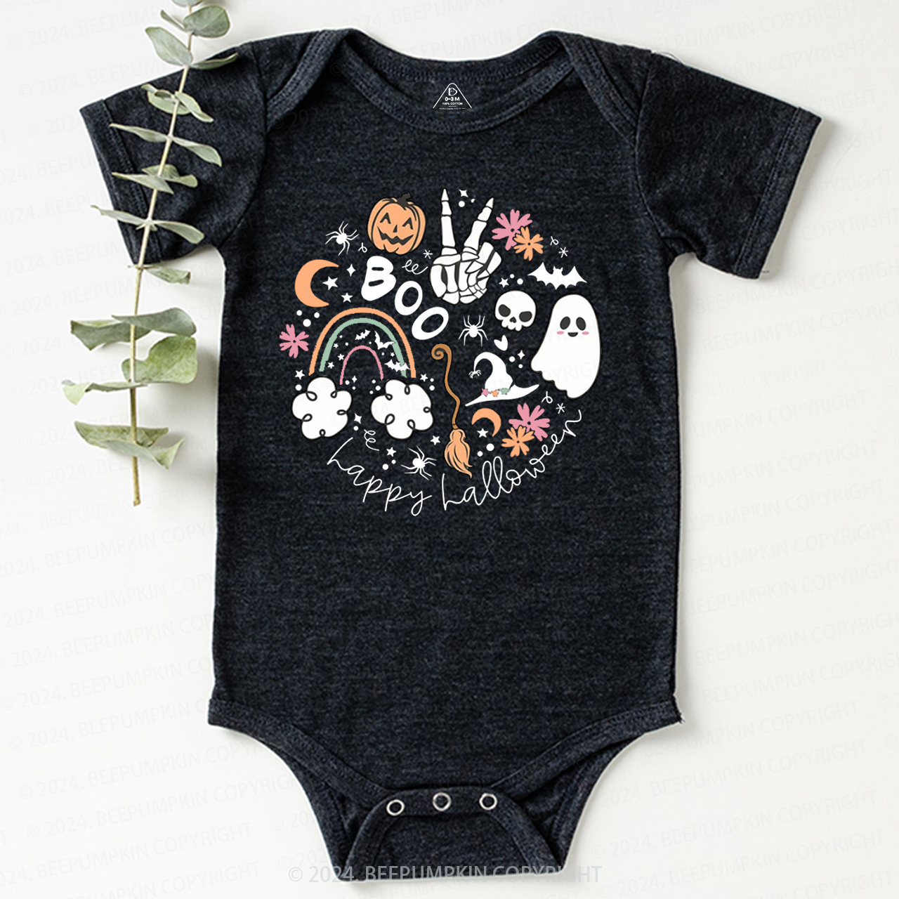 Happy Halloween Boo Groovy Skeleton Bodysuit For Baby