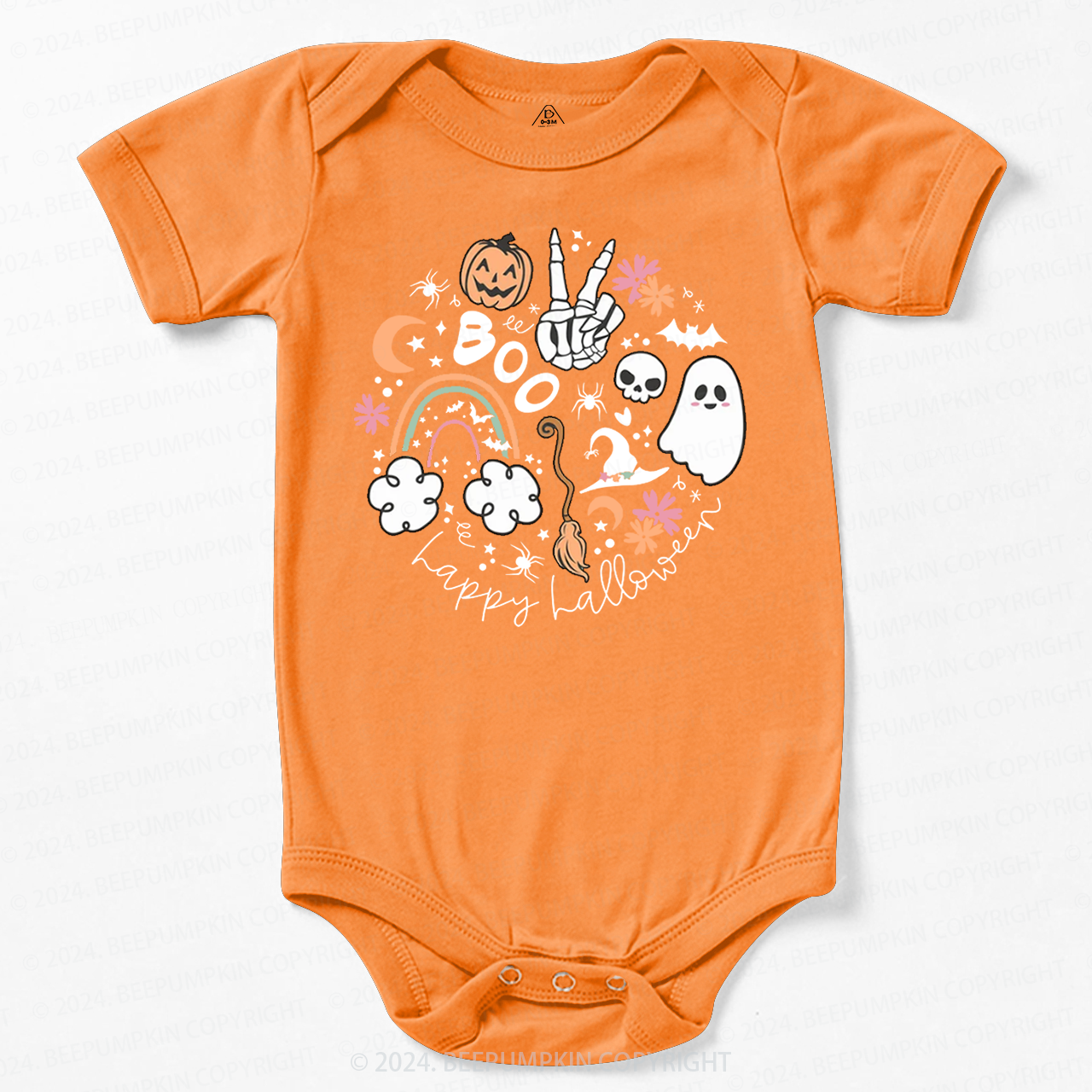 Happy Halloween Boo Groovy Skeleton Bodysuit For Baby