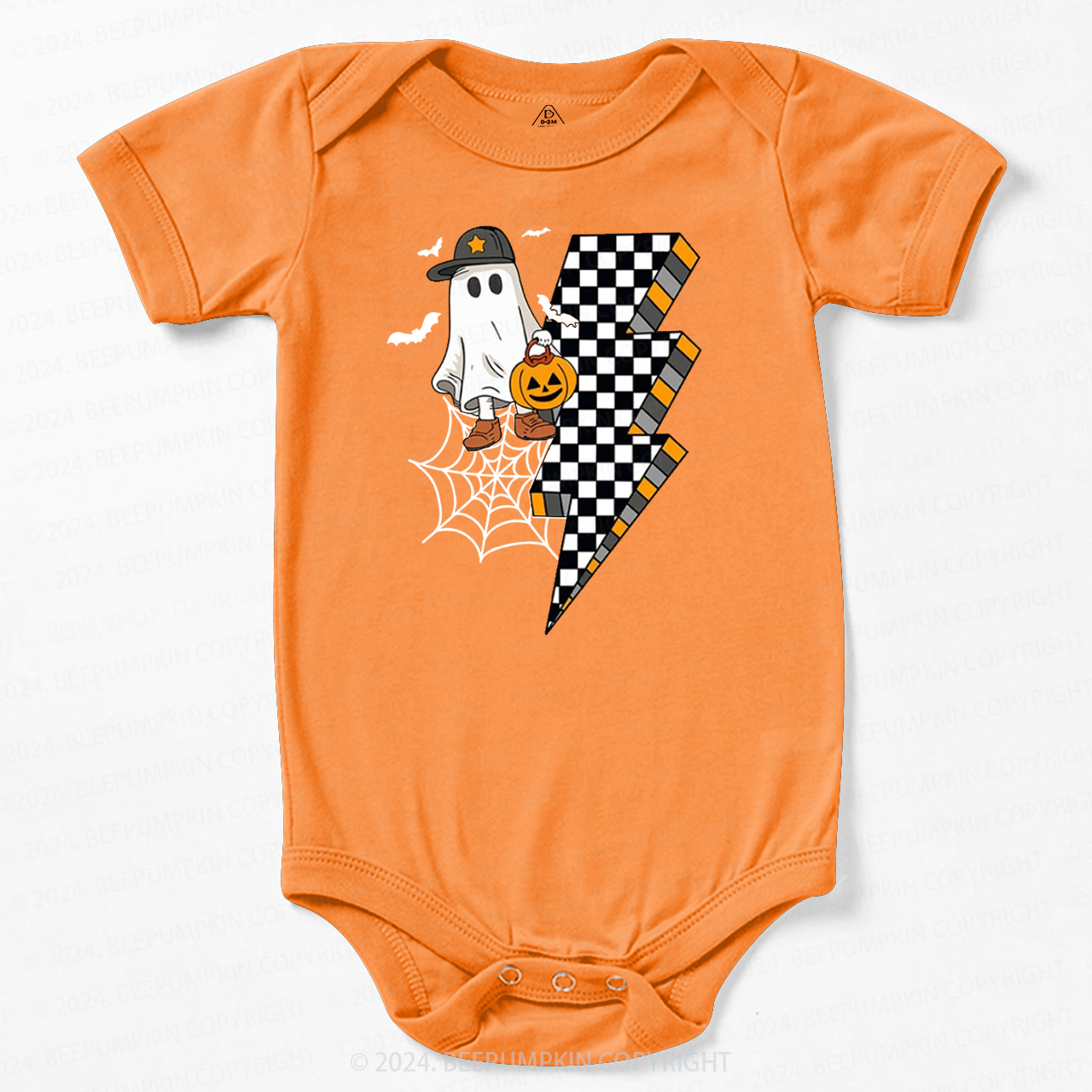Retro Cute Boy Ghost Halloween Pumpkin Bodysuit For Baby